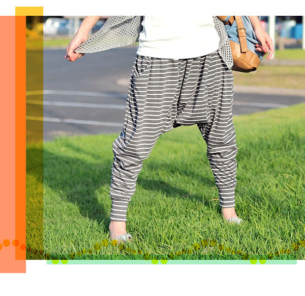 Striped Harem Pants, Gray and White , One Size 59 Seconds YESSTYLE