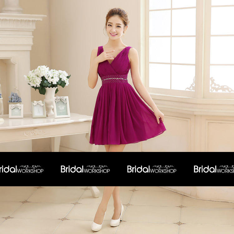 Bridal Sleeveless VNeck ALine Cocktail Dress YESSTYLE