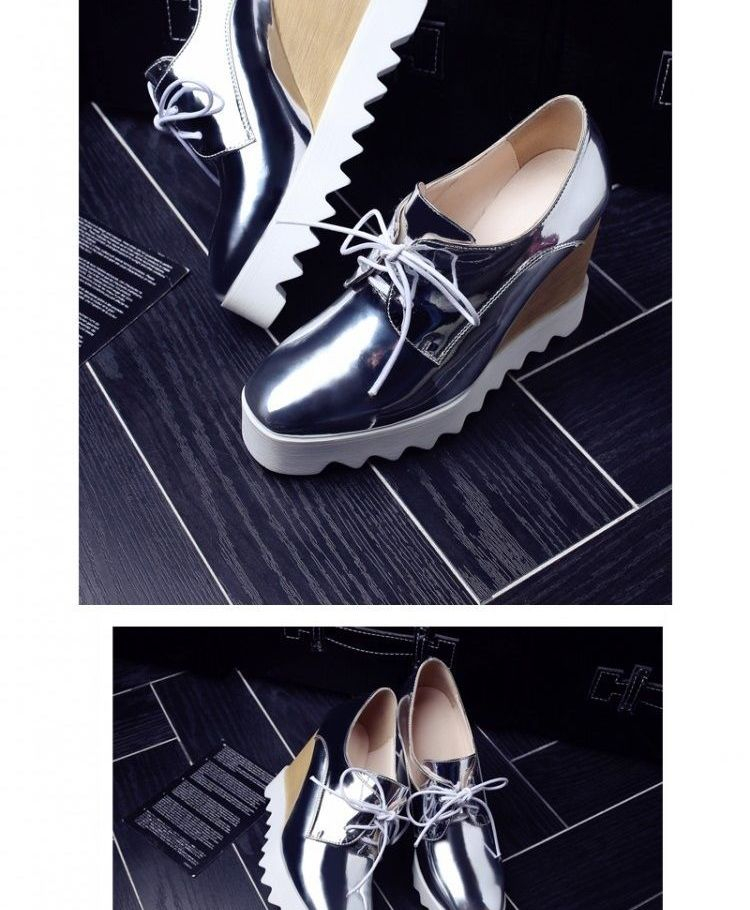 JY Shoes Metallic Wedge Oxfords | YESSTYLE
