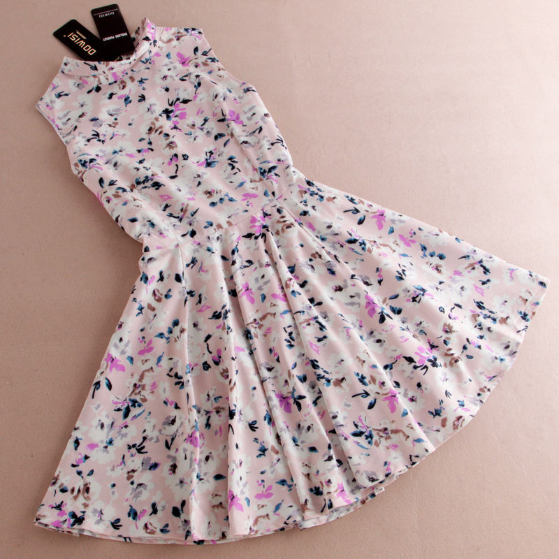 Dowisi Floral Print Sleeveless Dress YESSTYLE