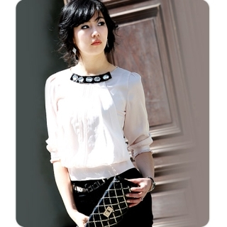 Celli - 3/4 Sleeve Beaded Blouse Celli - 3/4 Sleeve Beaded Blouse