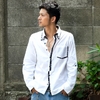 BLACK ASUKA - Plaid Trim Tab-Sleeve Shirt