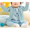 Kid Republic - Set: Striped Lining Romper + Striped Cardigan
