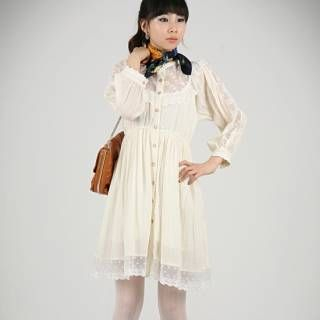 DODOGOGO - Sheer Lace-Trimmed Dress