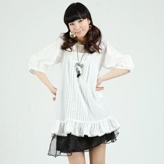 YesStyle.com: Women: DODOGOGO: Elbow Sleeved Key-Hole Back Long Blouse - Free International Shipping on orders over US$150 : key-hole back blouse elbow sleeved long