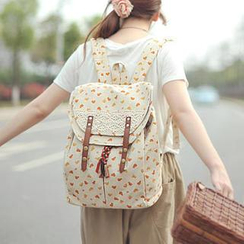SUPER LOVER - Lace-Trim Chicken-Print Backpack