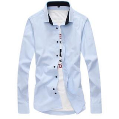 MR.ZERO - Long-Sleeve Contrast-Trim Shirt