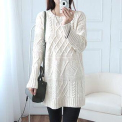CYNTHIA - Cable-Knit Sweater Dress
