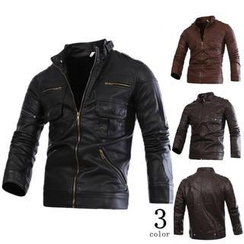 Bay Go Mall - Faux Leather Biker Jacket