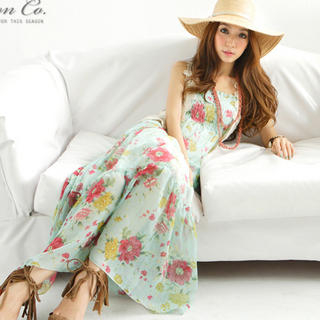 Buy Tokyo Fashion Tiered Floral Chiffon Maxi Dress | YesStyle