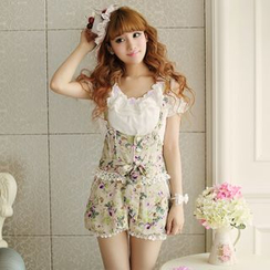 Candy Rain - Floral Bow Accent Jumper Shorts