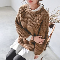 JUSTONE - Raglan-Sleeve Cable-Knit Sweater