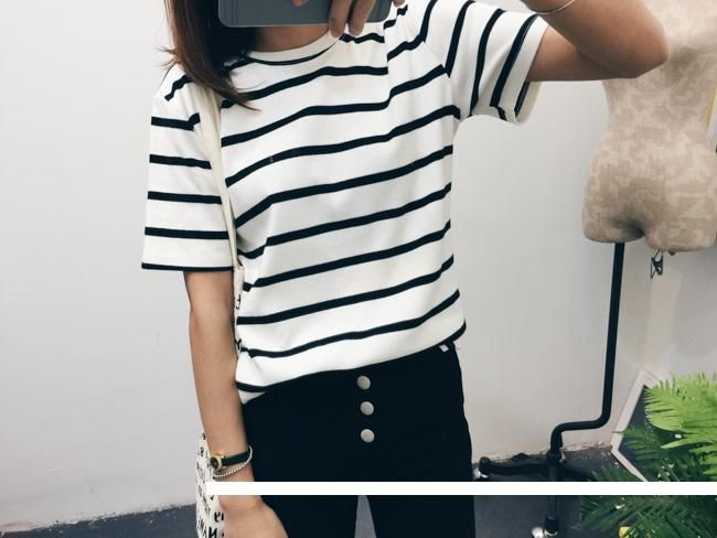MATO Striped Short-Sleeve T-Shirt | YESSTYLE
