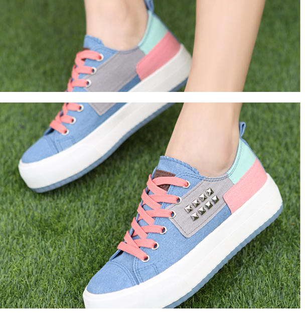 Renben Studded Color-Block Platform Sneakers | YESSTYLE